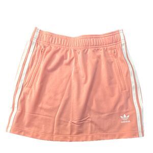adidas Firebird Girls Mini Skirt M Pink Logo Side Stripe Pockets JC9137